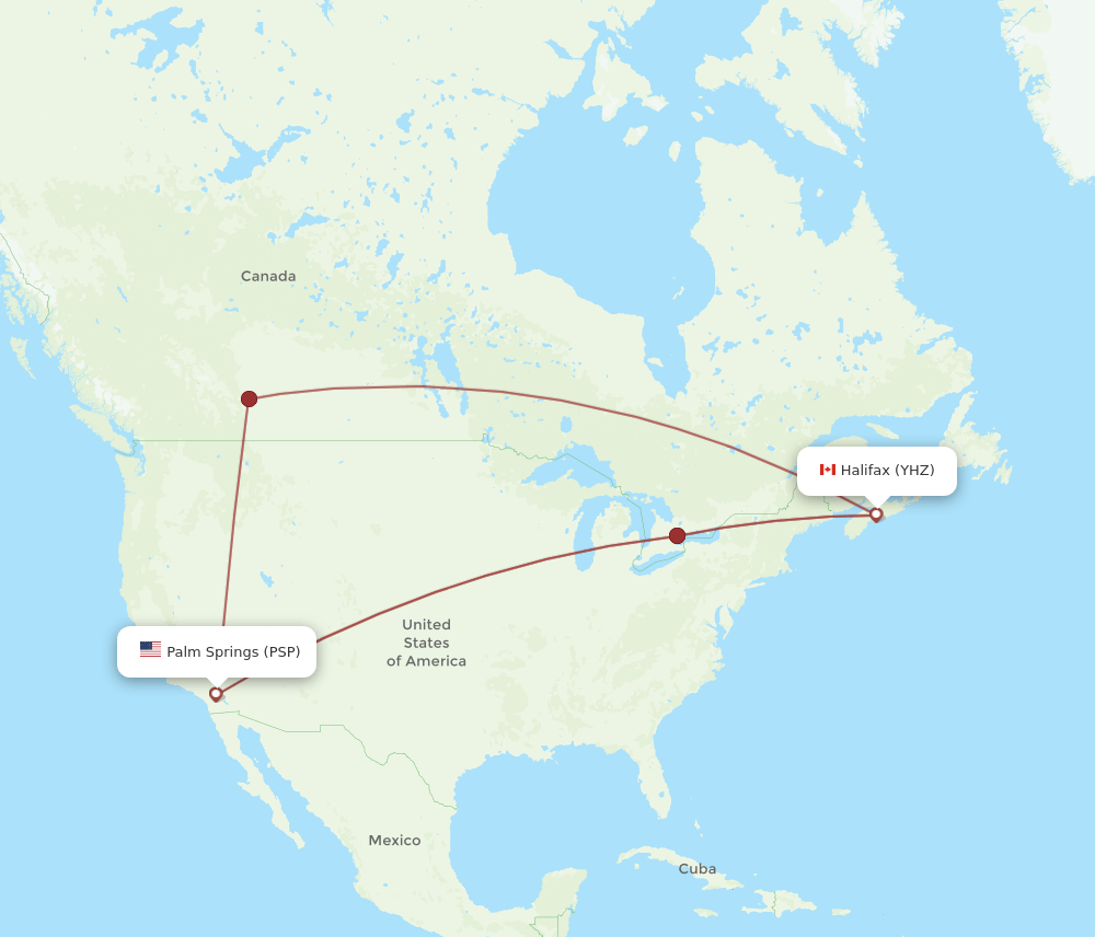PSP-YHZ flight routes