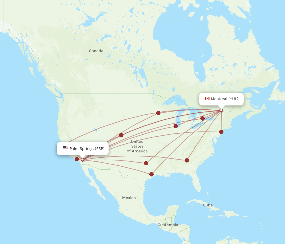 PSP-YUL flight routes
