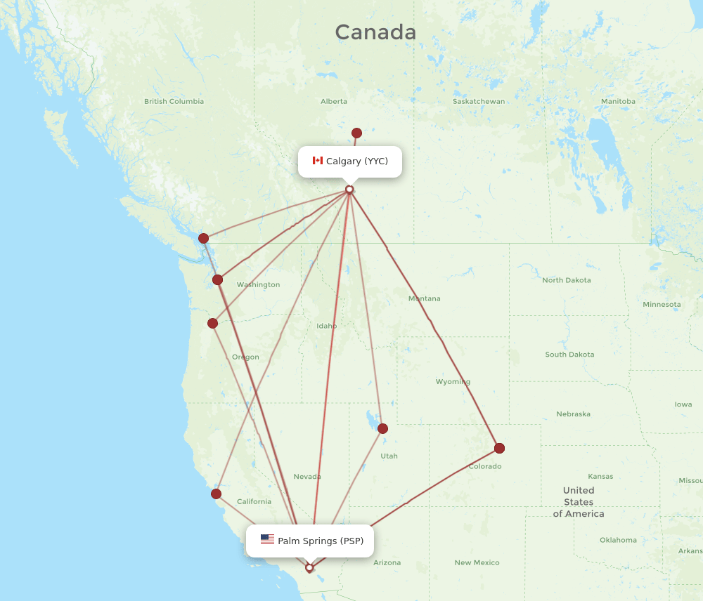 PSP-YYC flight routes