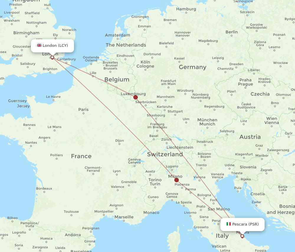 PSR-LCY flight routes