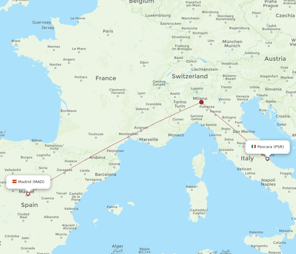 PSR-MAD flight routes