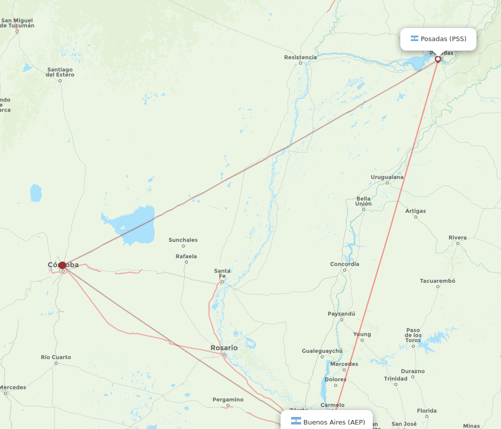 PSS to AEP flights and routes map