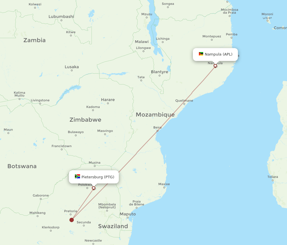 PTG-APL flight routes