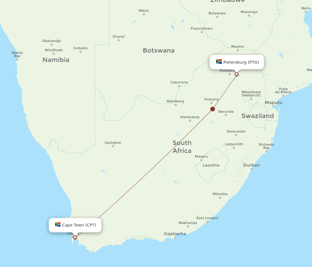 PTG-CPT flight routes