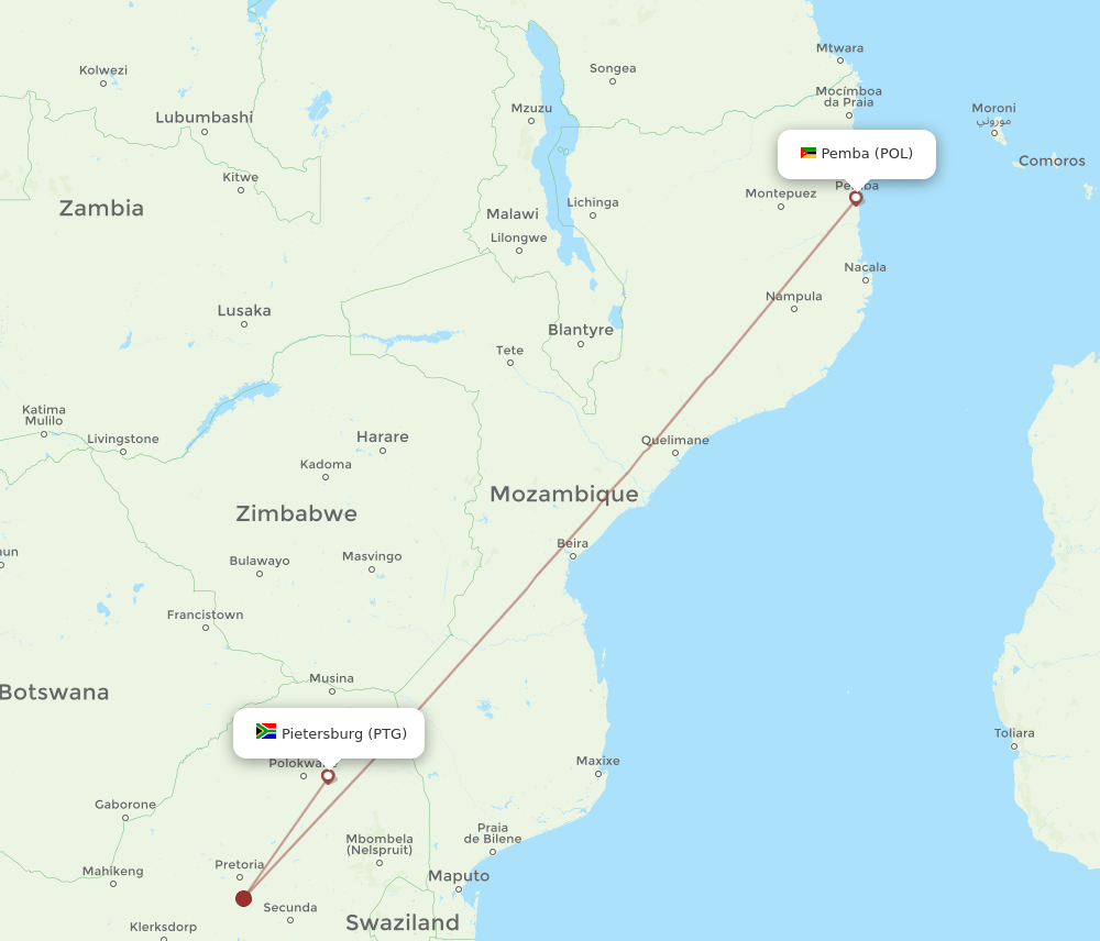 PTG-POL flight routes
