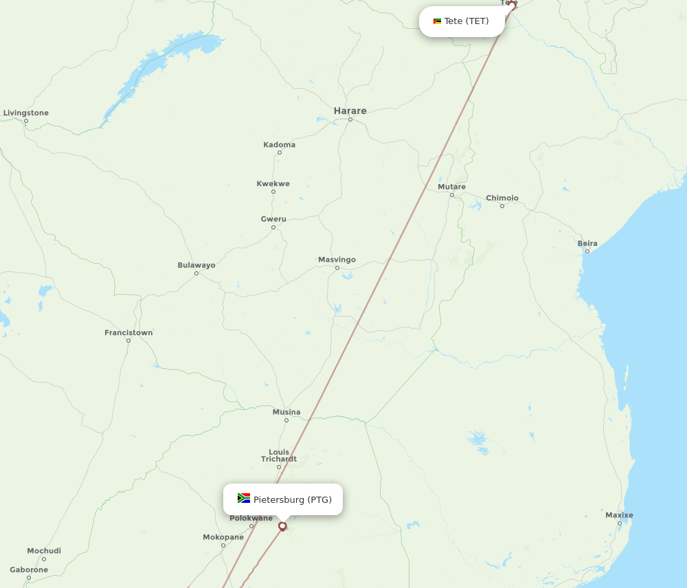 PTG-TET flight routes