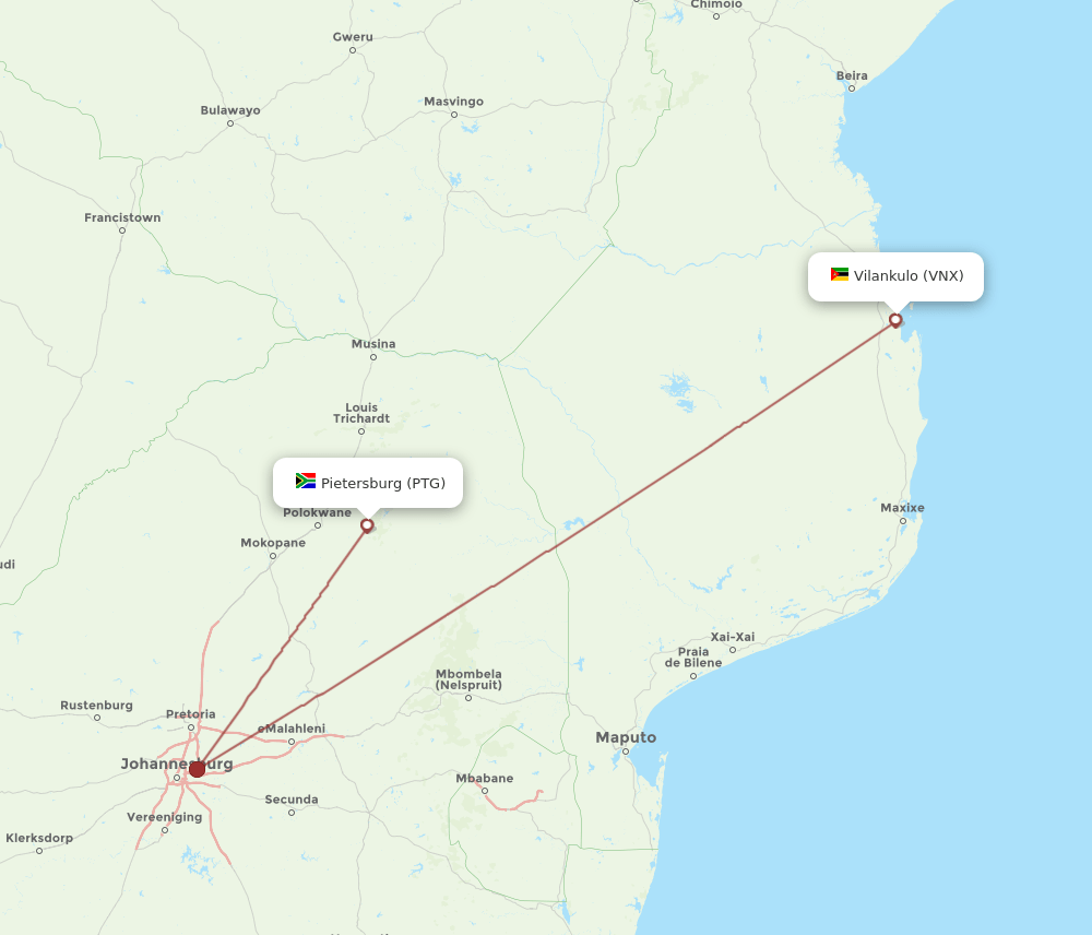 PTG-VNX flight routes