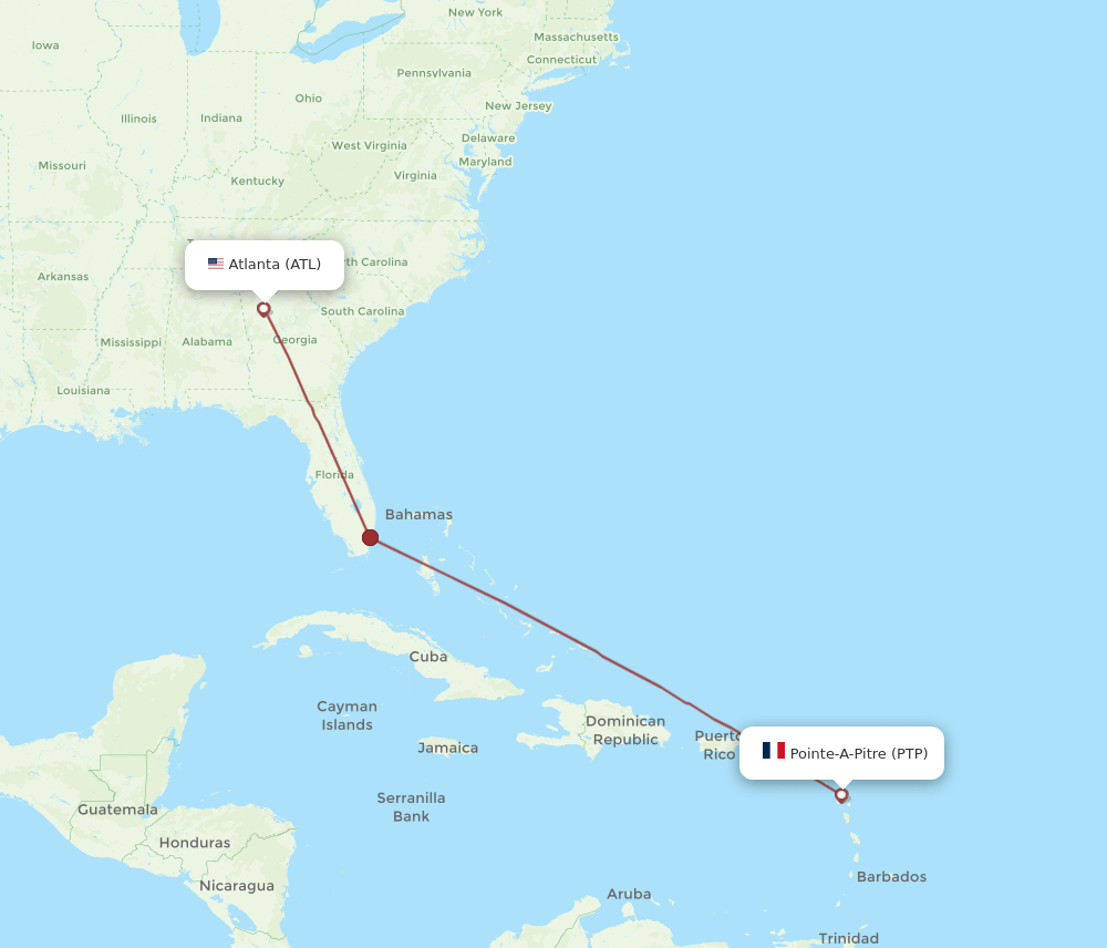 PTP-ATL flight routes