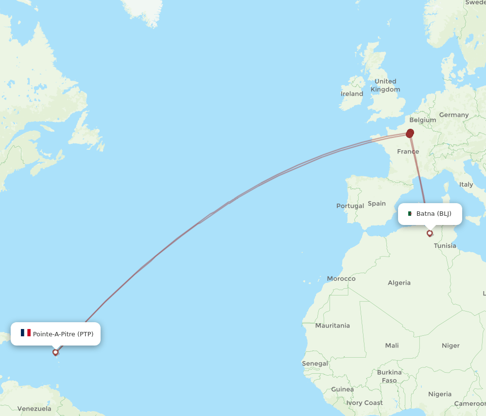 PTP-BLJ flight routes