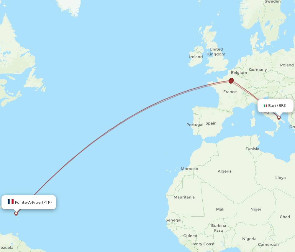 PTP-BRI flight routes