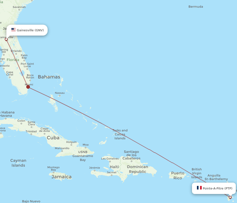 PTP-GNV flight routes