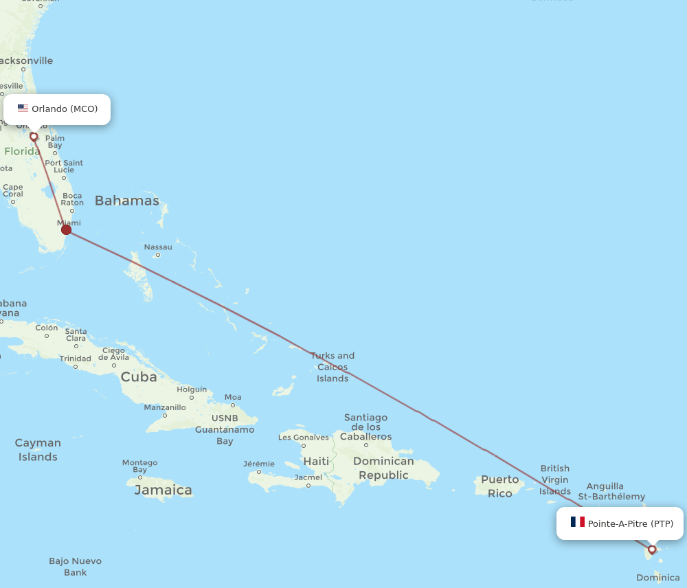 PTP-MCO flight routes