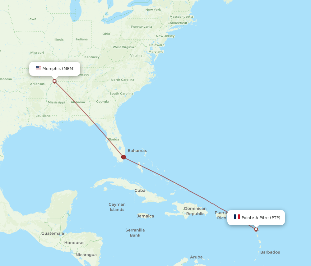 PTP-MEM flight routes
