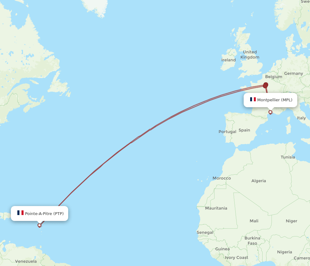 PTP to MPL flights and routes map