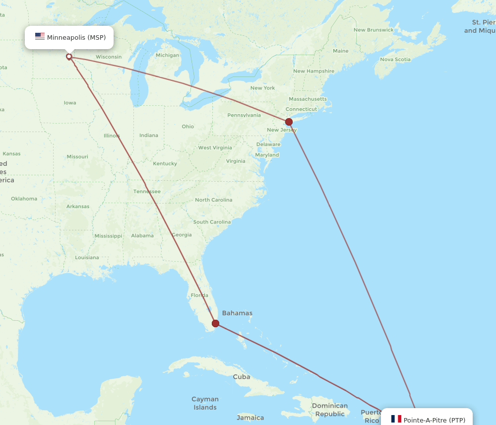 PTP-MSP flight routes