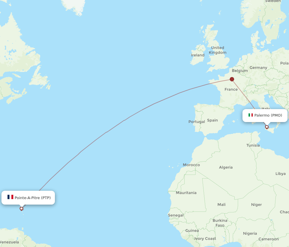 PTP-PMO flight routes