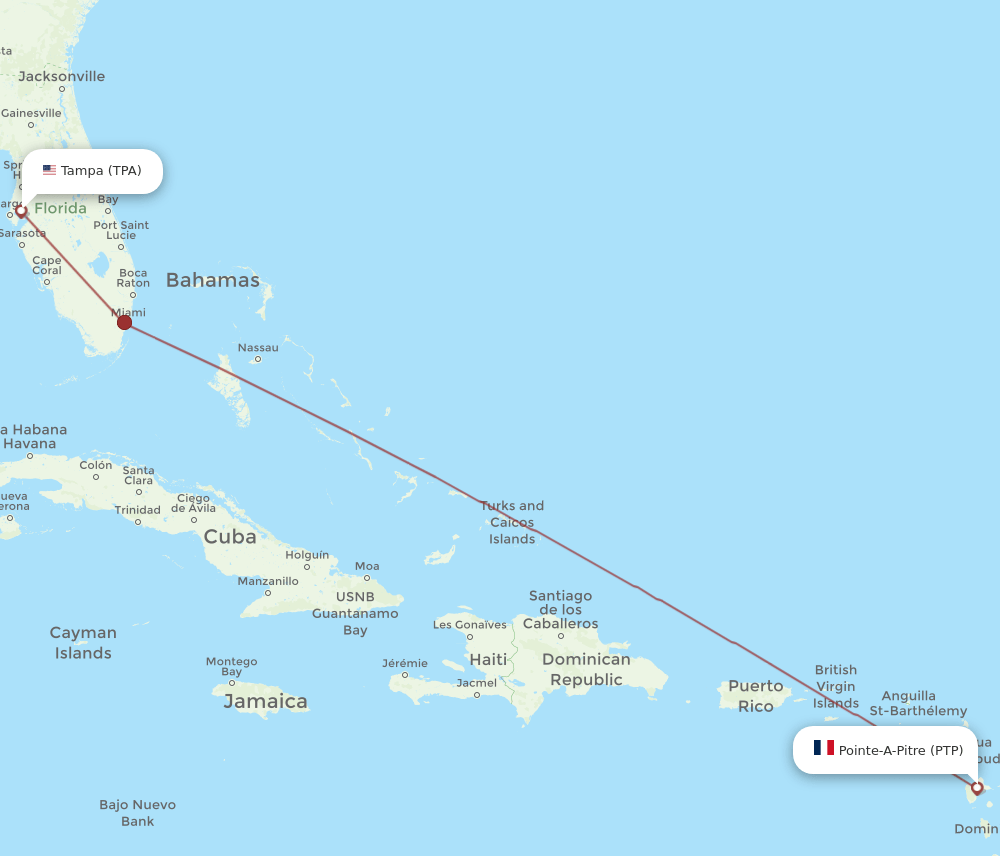 PTP-TPA flight routes