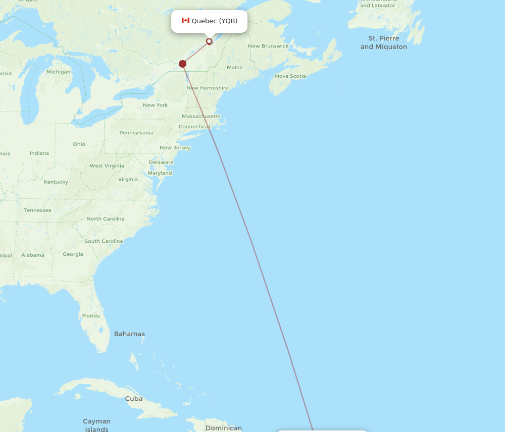 PTP-YQB flight routes