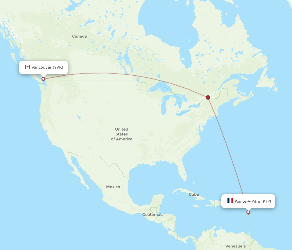PTP-YVR flight routes