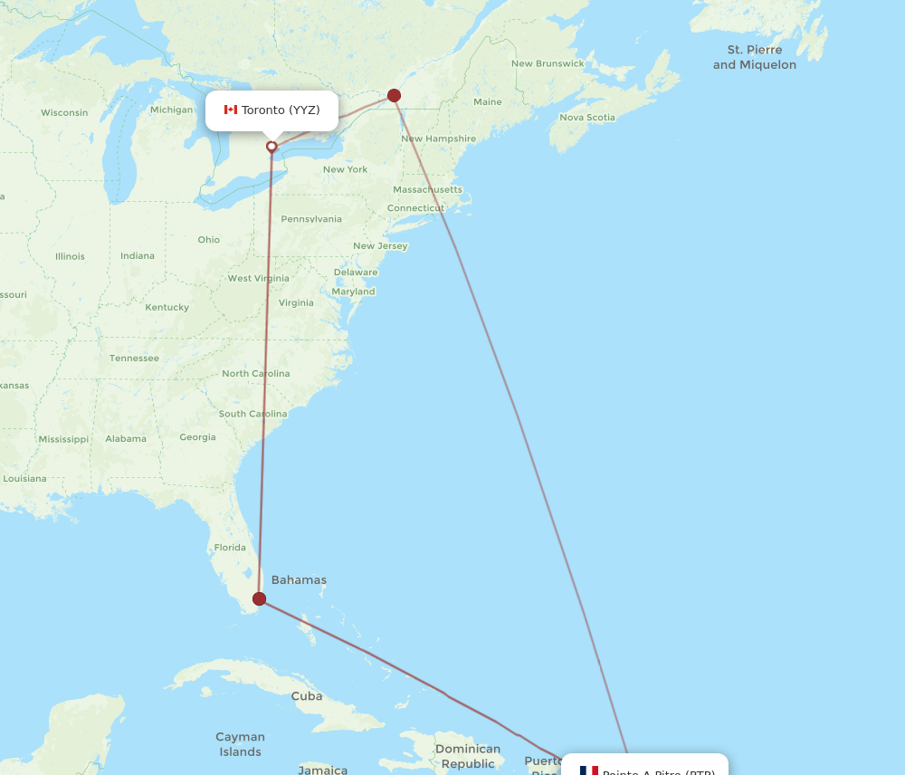 PTP-YYZ flight routes