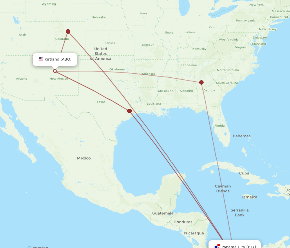 PTY-ABQ flight routes