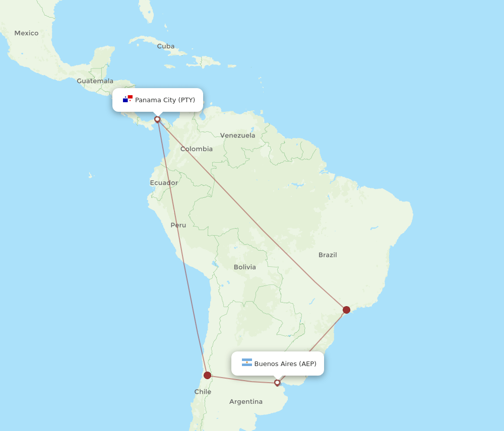 PTY-AEP flight routes