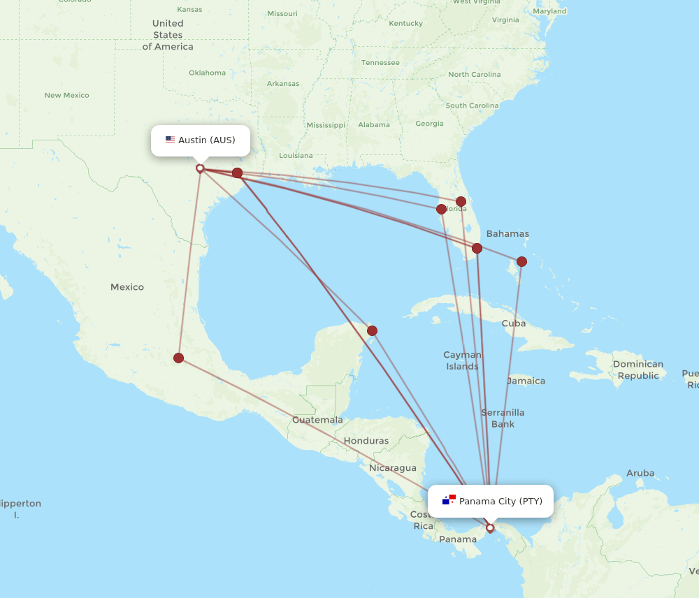 PTY-AUS flight routes