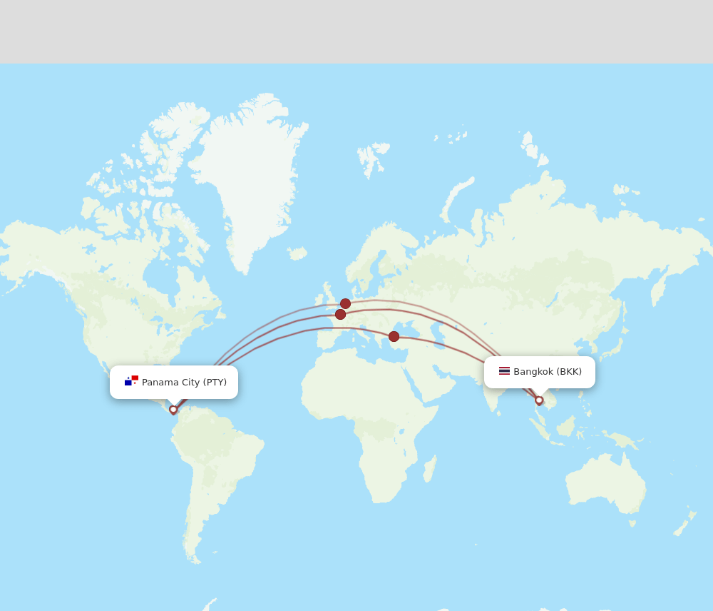PTY to BKK flights and routes map