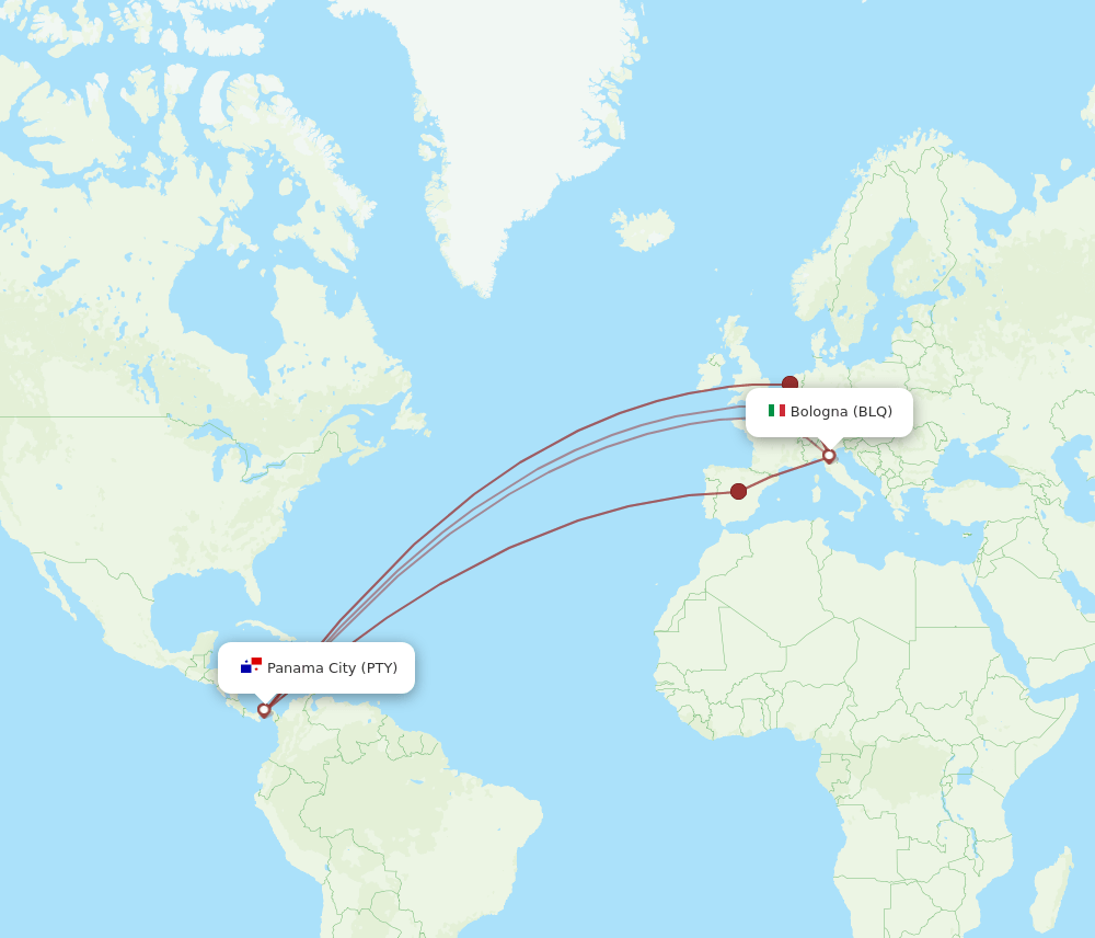 PTY-BLQ flight routes