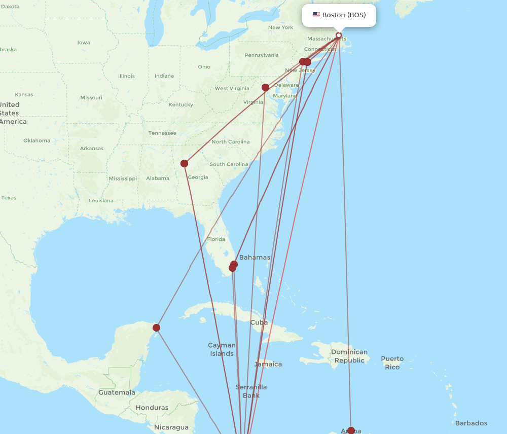 PTY-BOS flight routes