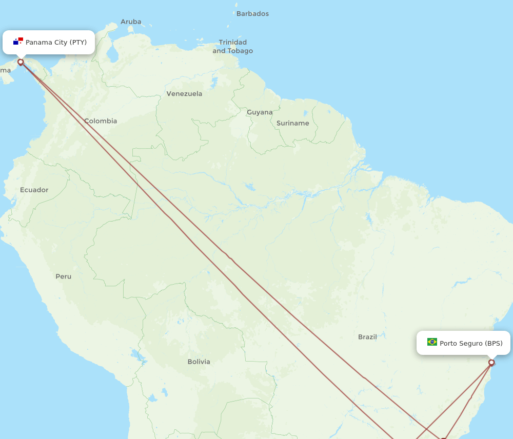 PTY to BPS flights and routes map