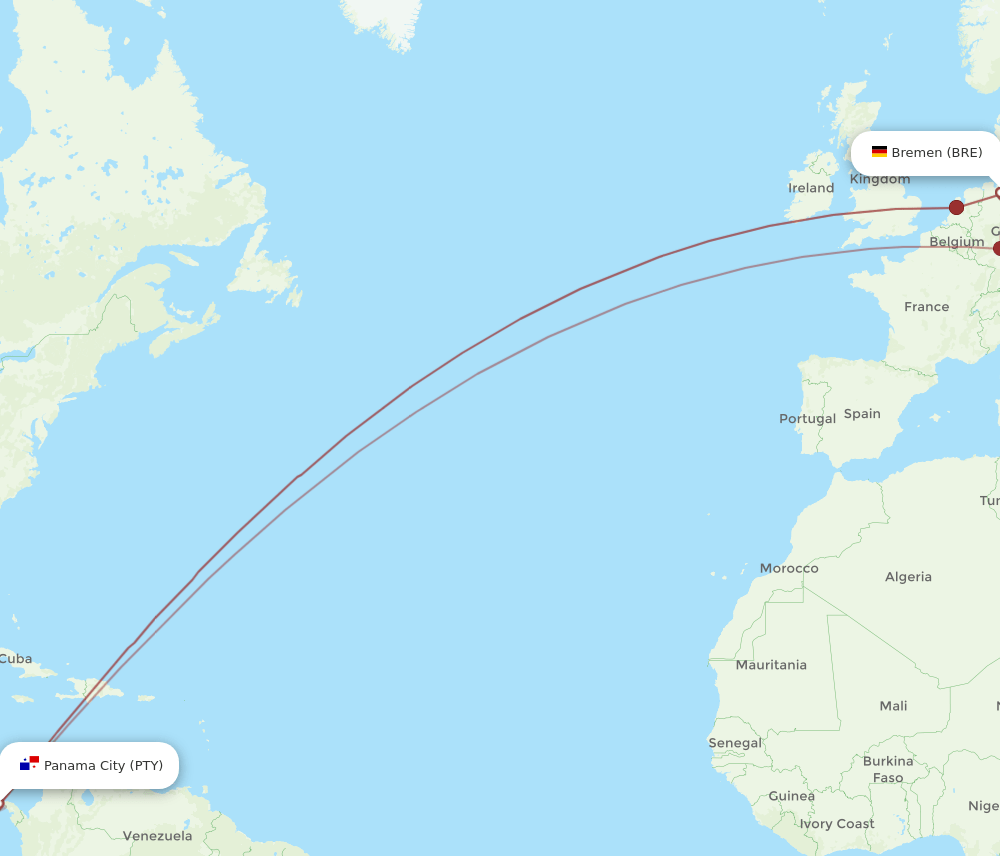 PTY-BRE flight routes