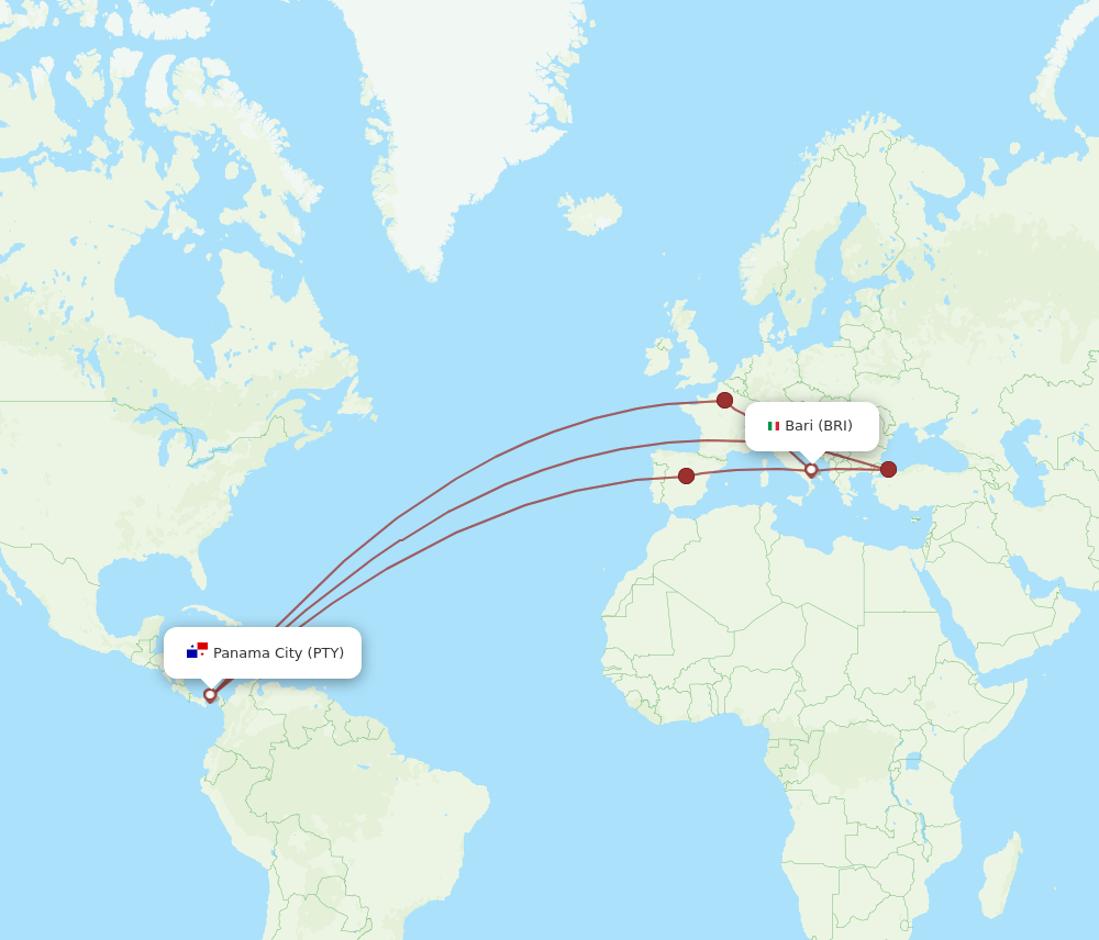 PTY-BRI flight routes