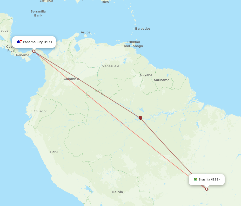 PTY-BSB flight routes