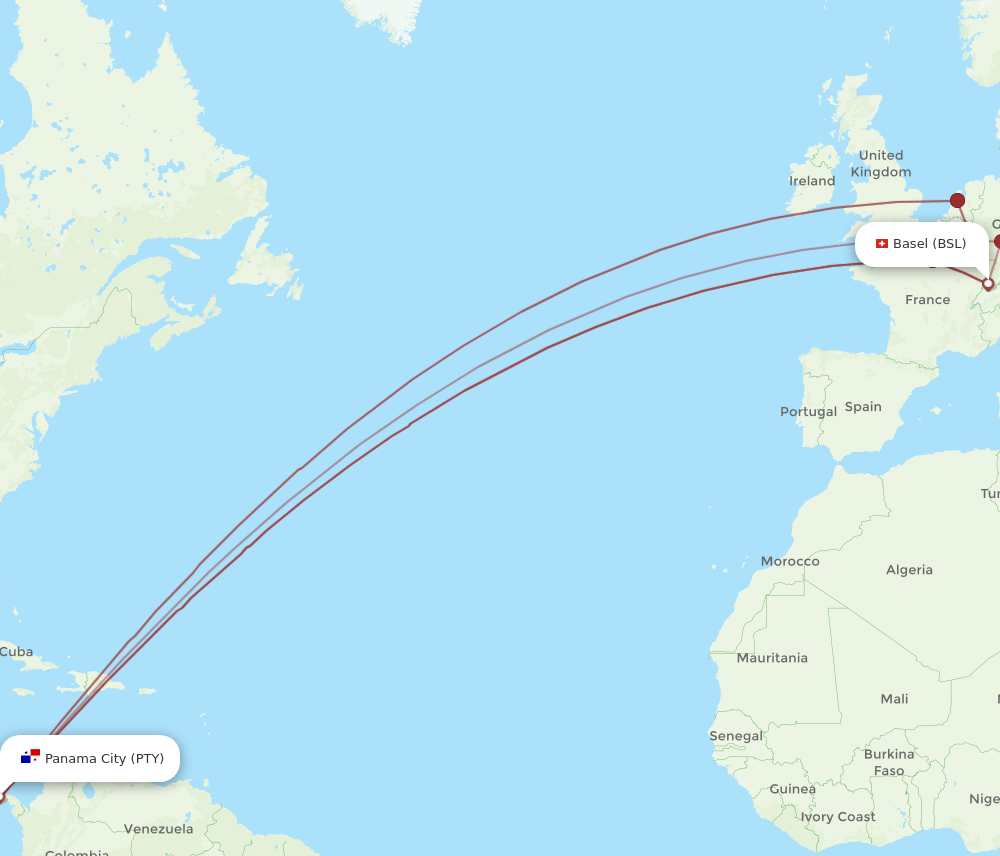 PTY to BSL flights and routes map