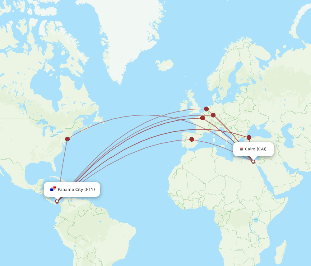 PTY to CAI flights and routes map