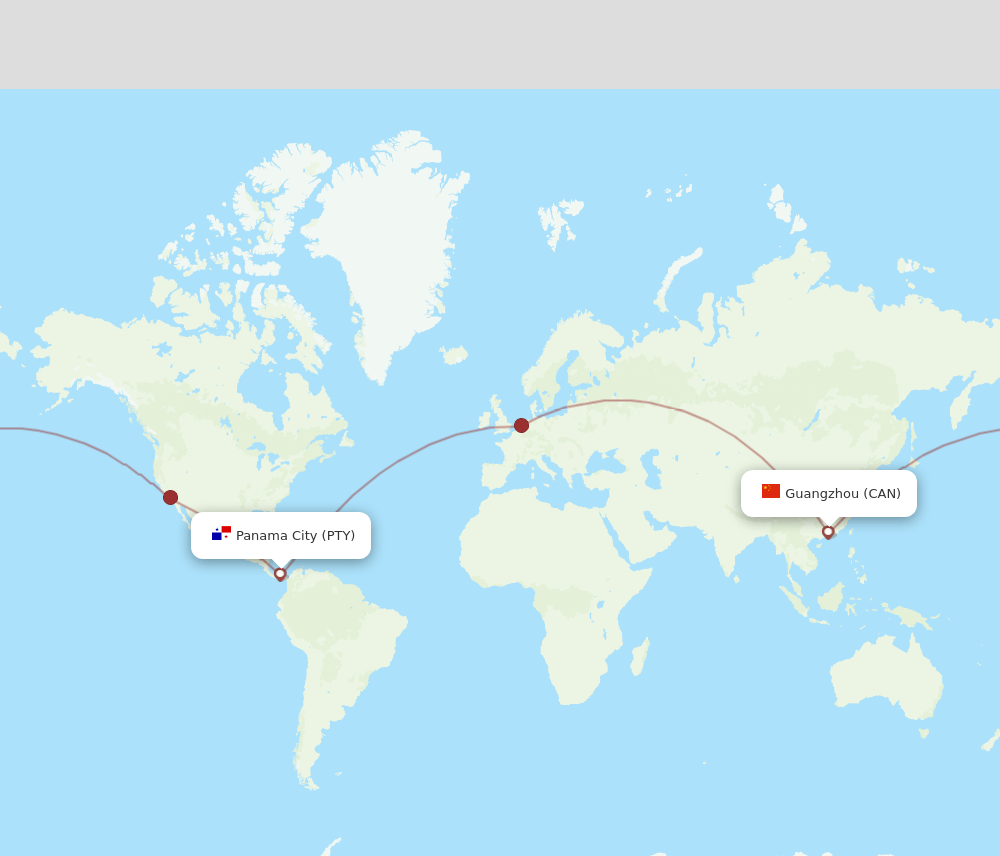 PTY-CAN flight routes