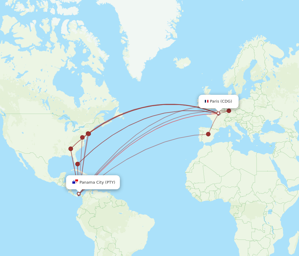 PTY-CDG flight routes