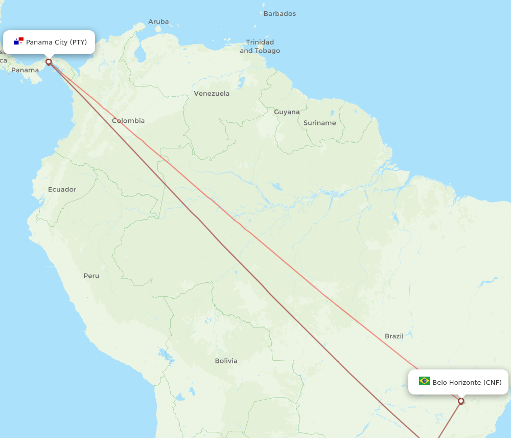 PTY-CNF flight routes