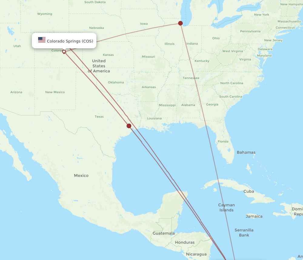 PTY-COS flight routes