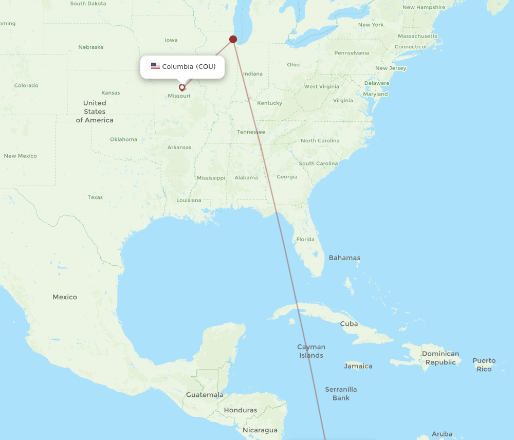 PTY-COU flight routes
