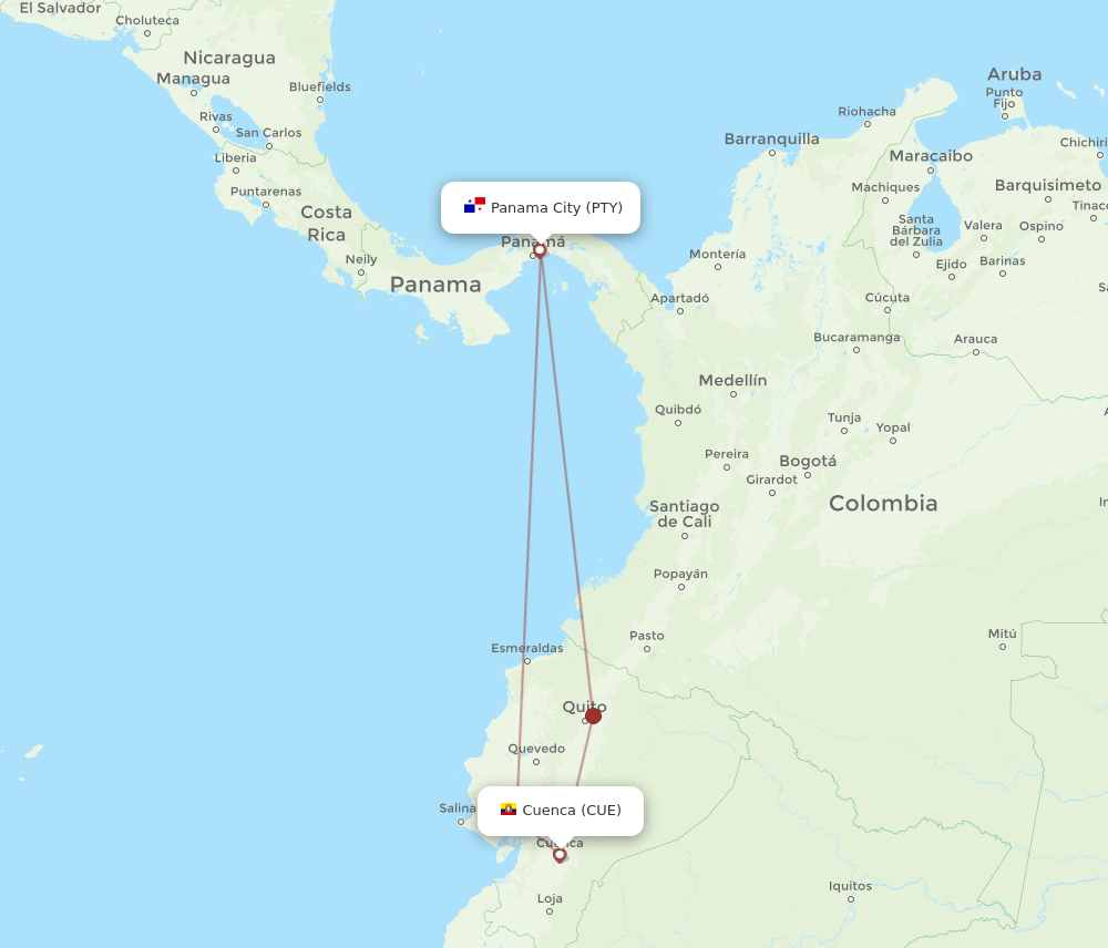 PTY-CUE flight routes