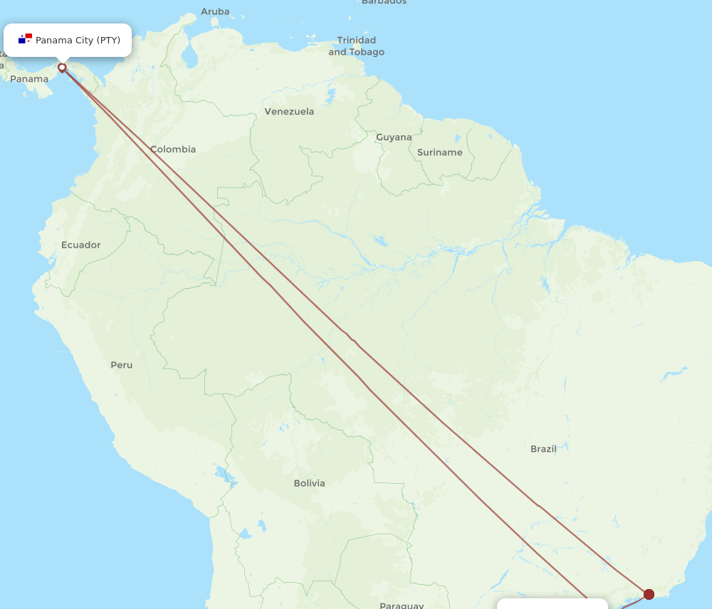 PTY-CWB flight routes