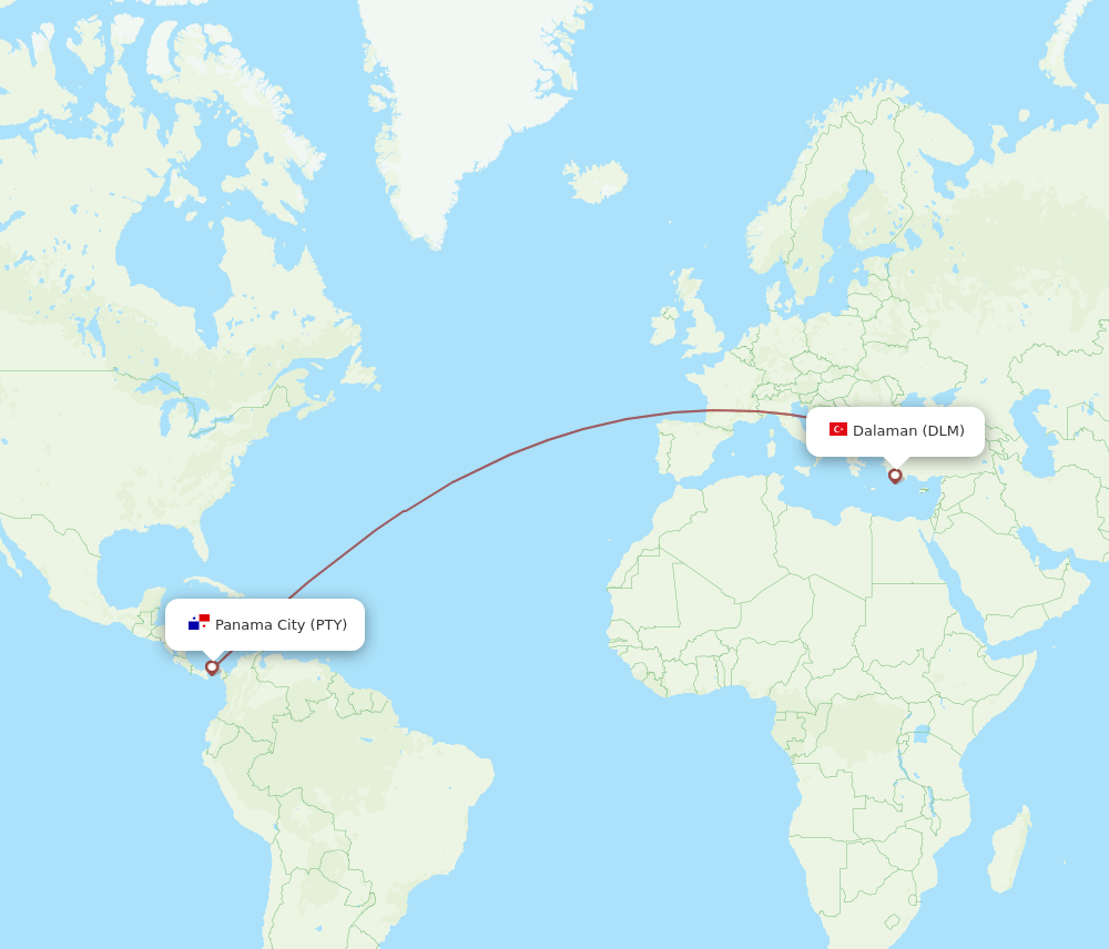 PTY-DLM flight routes