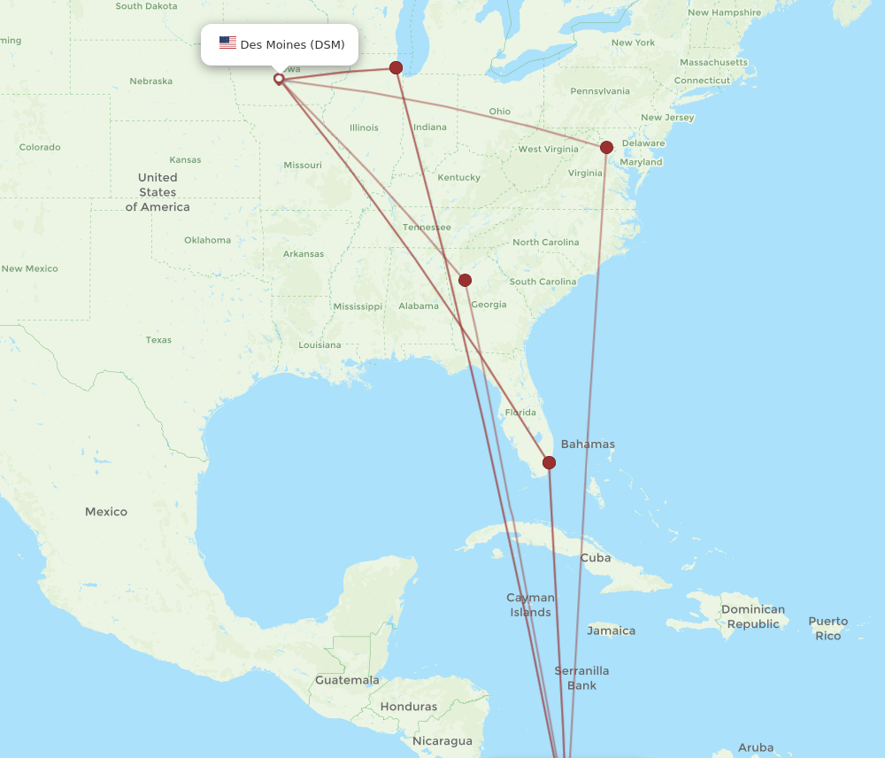 PTY-DSM flight routes