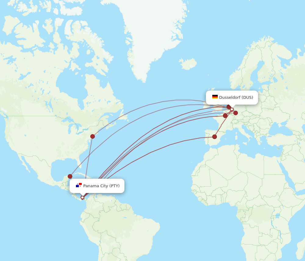 PTY-DUS flight routes