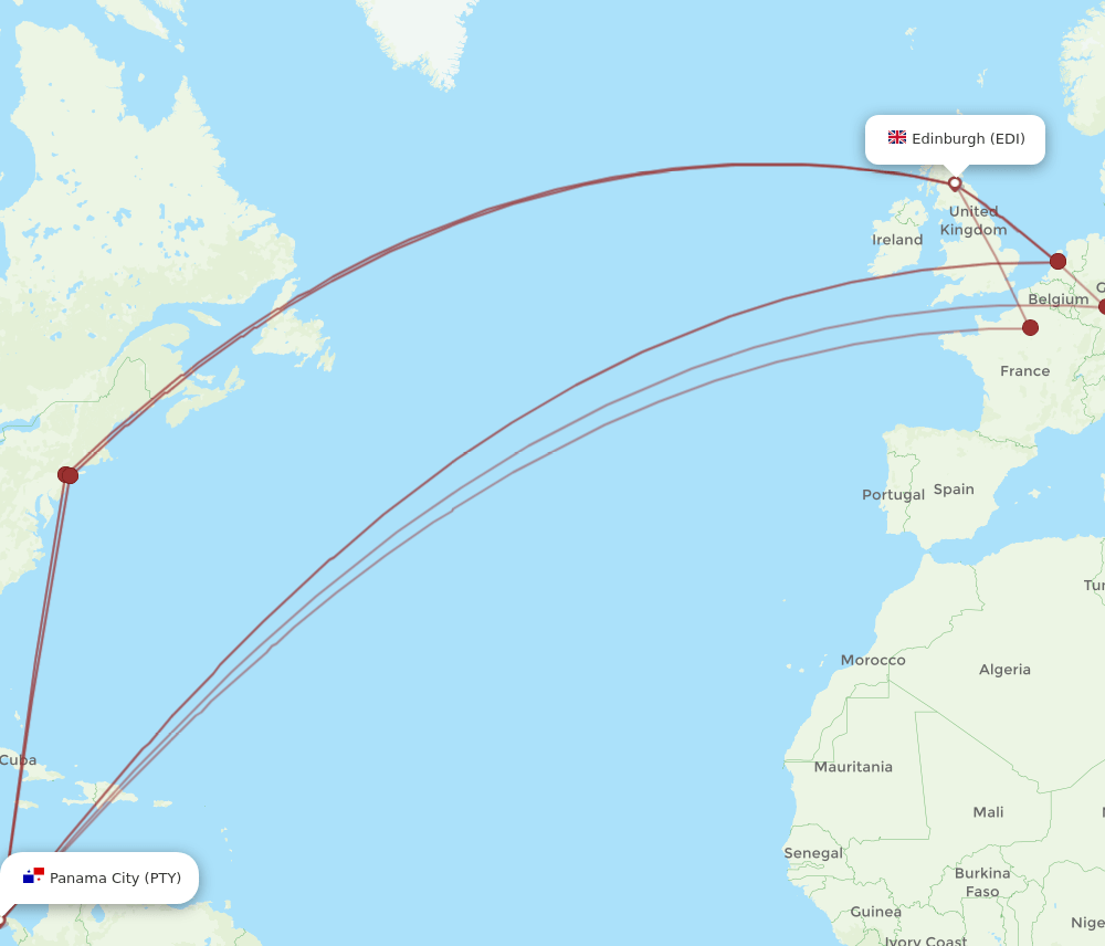 PTY-EDI flight routes