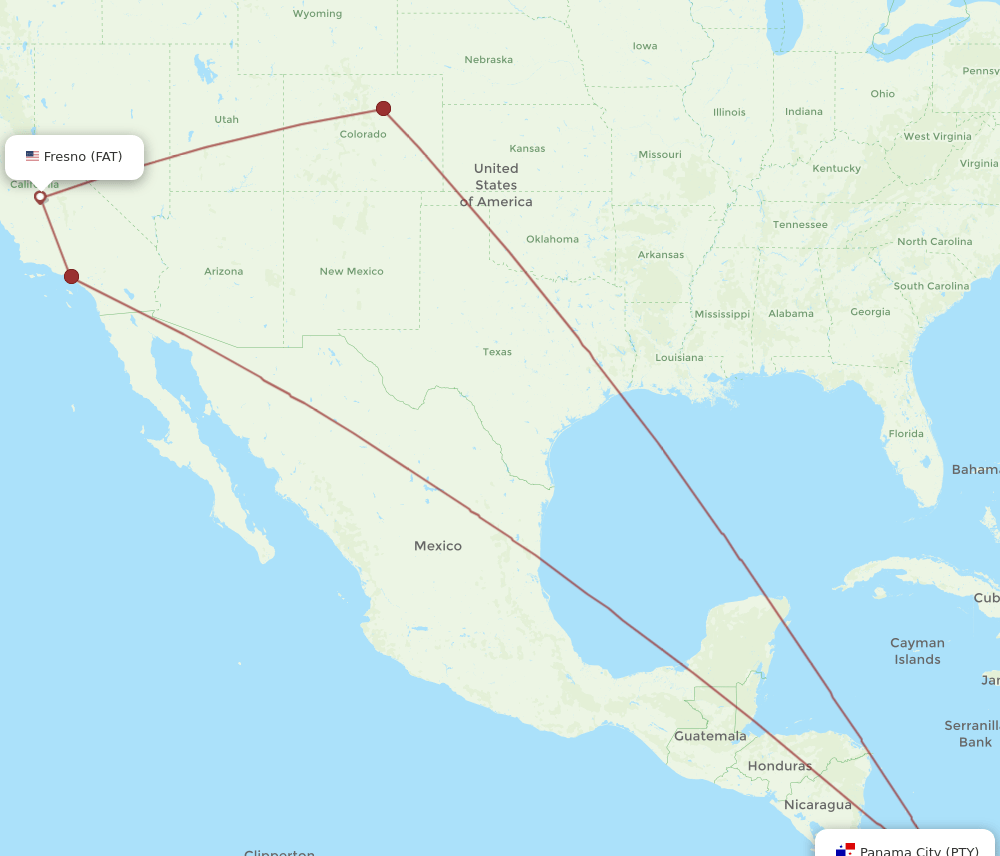 PTY-FAT flight routes