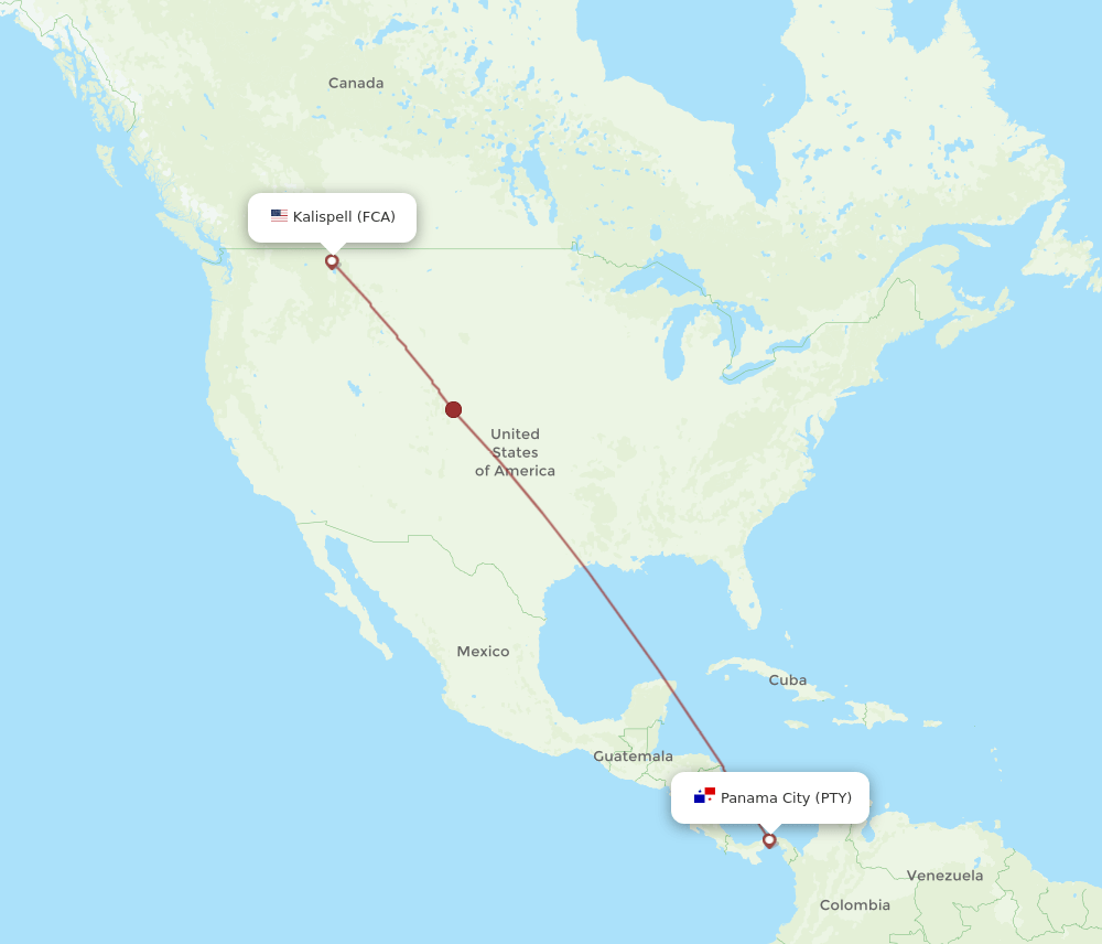 PTY to FCA flights and routes map
