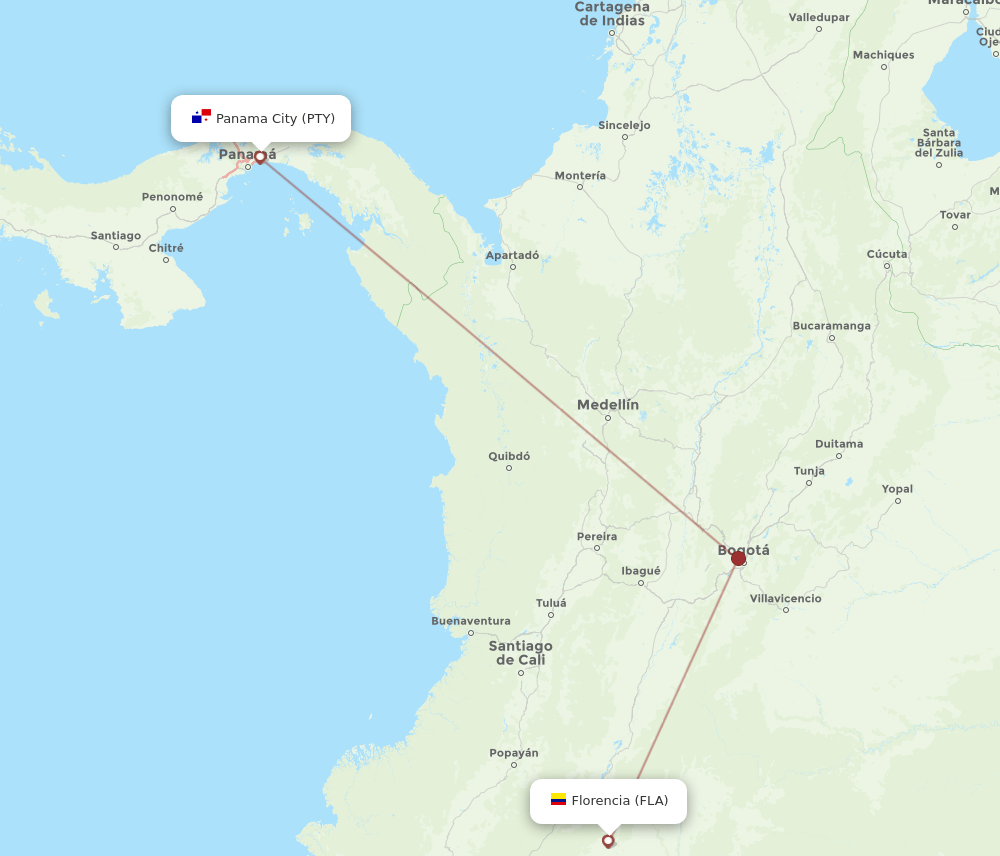 PTY-FLA flight routes